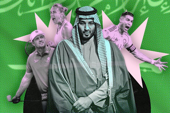 Saudi Crown Prince Mohammed bin Salman with Bryson DeChambeau, Aryna Sabalenka and Cristiano Ronaldo.
