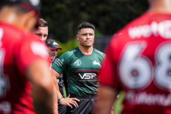 All Blacks winger Caleb Clarke enjoys pulling on the South Sydney jersey on Tuesday