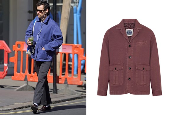 Above: Harry Styles; right: MJ Bale “Marais worker” jacket.
