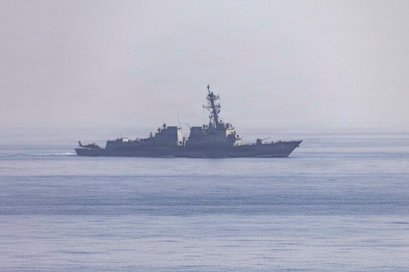 The USS Michael Murphy taking part in the blockade of Iranian ports.