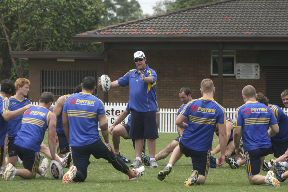 Daniel Anderson at training with the Eels at the end of 2008.