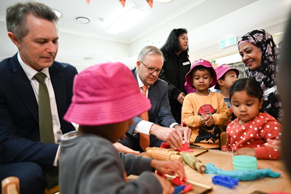 Prime Minister Anthony Albanese and Education Minister Jason Clare in Bankstown in 2023. 