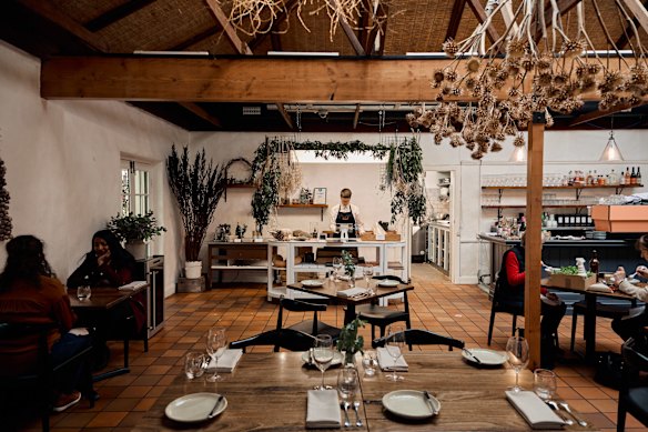 The rustic dining room at Topiary.
