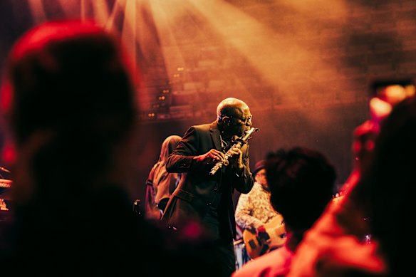 Gil Scott-Heron’s collaborator Brian Jackson in full flight at the show The Music of Gil Scott-Heron, a tribute to the late poet and musician.