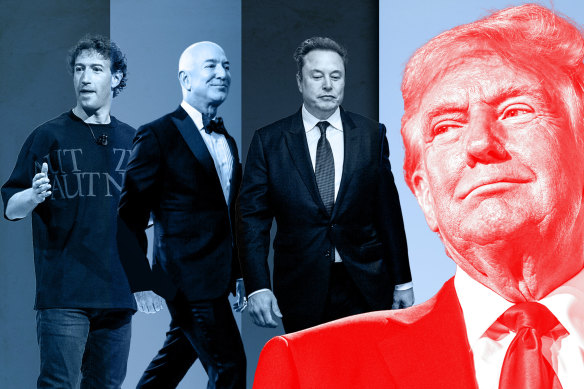 Mark Zuckerberg, Jeff Bezos, Elon Musk and Donald Trump.