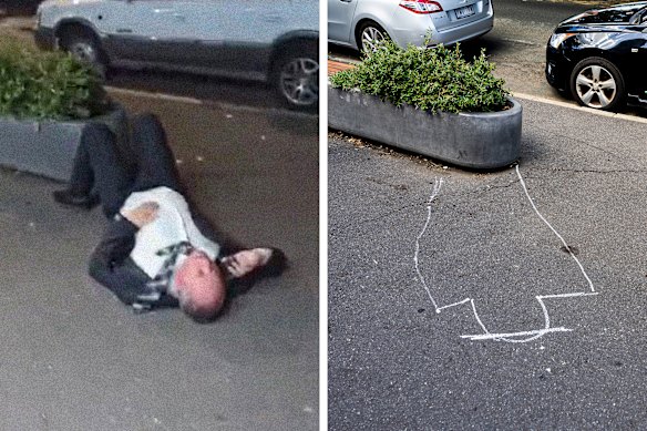 Barnaby Joyce keeps talking on the phone after falling off a planter box last year.