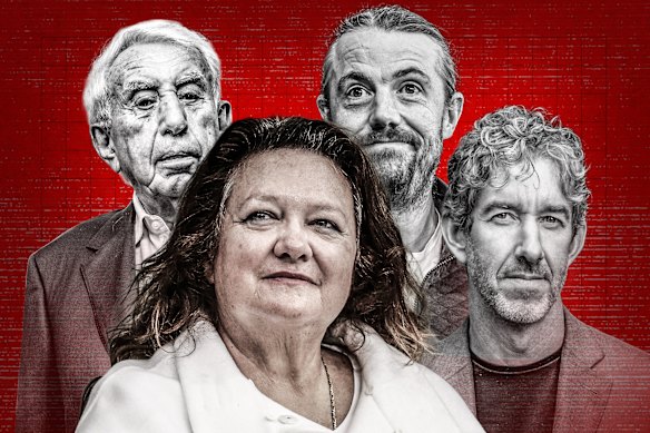 From left: Harry Triguboff, Gina Rinehart, Mike Cannon-Brookes and Scott Farquhar.