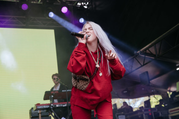 Billie Eilish performing at Laneway in Sydney, 2018.