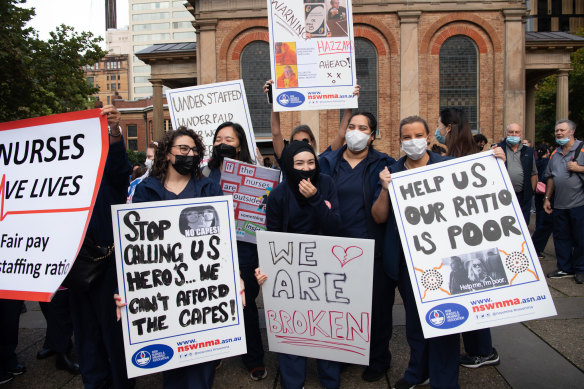 NSW nurses walked off the job on March 31, demanding staffing ratios and better pay.