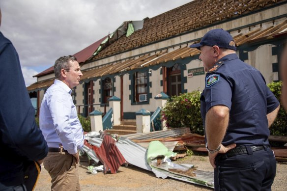 Premier Mark McGowan touring Kalbarri after cyclone Seroja. 