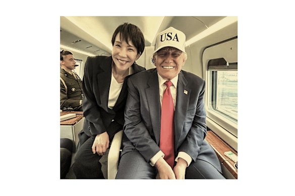 Takaichi and Donald Trump on his recent visit to Japan, in a photo posted to her social media account, captioned, “With my wonderful ally and friend.”