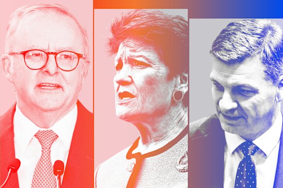 Prime Minister Anthony Albanese is ahead of One Nation's Pauline Hanson and Opposition Leader Angus Taylor as prime minister. 