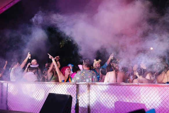 Punters at the Broome Mardi Gras last month. 