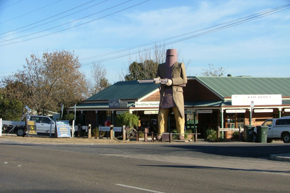 The statue of Ned Kelly at Glenrowan. 