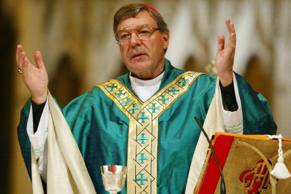 George Pell addresses a Eucharistic mass at Sydney’s St Mary’s Cathedral for mourners of the Bali bombing in 2002.