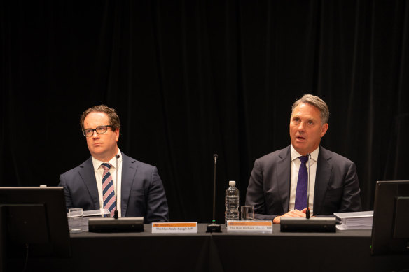 Minister for Veterans’ Affairs Matt Keogh (left) and Defence Minister Richard Marles at the royal commission on Thursday.