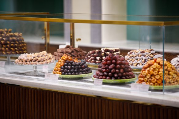 The display of sweets at the Qinwan date cafe in Doha.