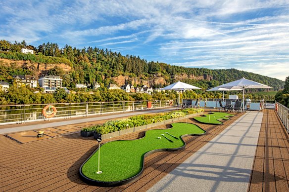 Space for shuffleboard, a walking track and a putting green.