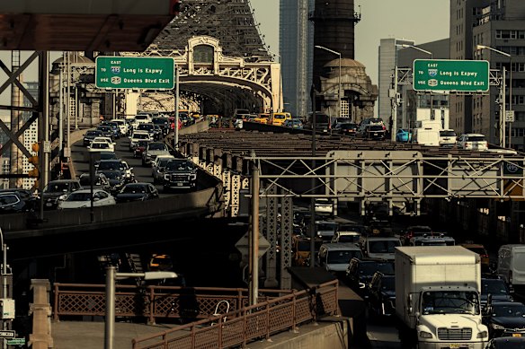 Traffic enters New York’s Congestion Relief Zone in April.