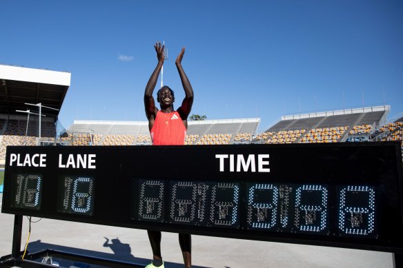 Gout broke 20 seconds in the 200m final, but the time was wind-assisted.