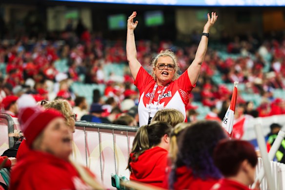 Sydney Swans fans get into the spirit at the SCG.