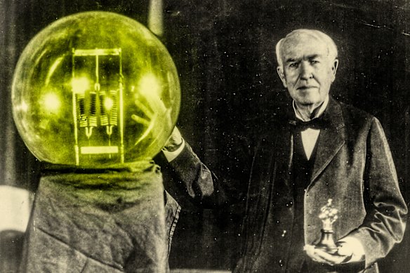 In 1929, Thomas Edison exhibits a replica of his first successful incandescent lamp, which gave 16 candlepower of illumination. Today’s emit up to 150,000 candlepower.