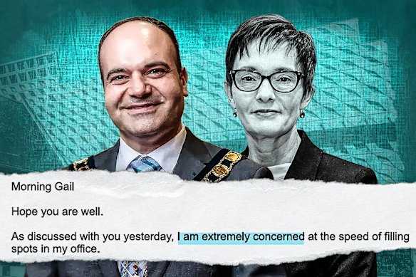 Gail Connolly and Martin Zaiter exchanged emails about staffing arrangements.