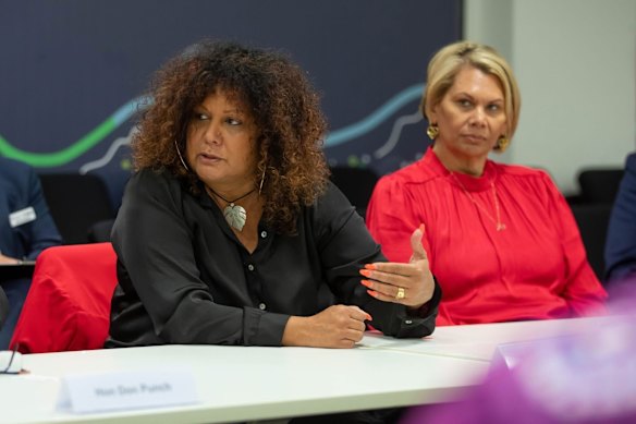 Indigenous Australians Minister Malarndirri McCarthy and WA Senator Dorinda Cox at the meeting on Thursday.