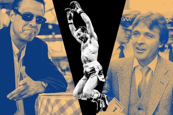  Despite falling foul of gangster Alphonse Gangitano (left), and having hitman Christopher Flannery (right) come calling, boxer Barry Michael lived to tell the tale. 