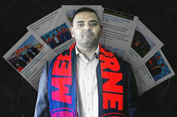 MA Services Group boss Micky Ahuja’s company was until recently a major sponsor of the Melbourne Demons.