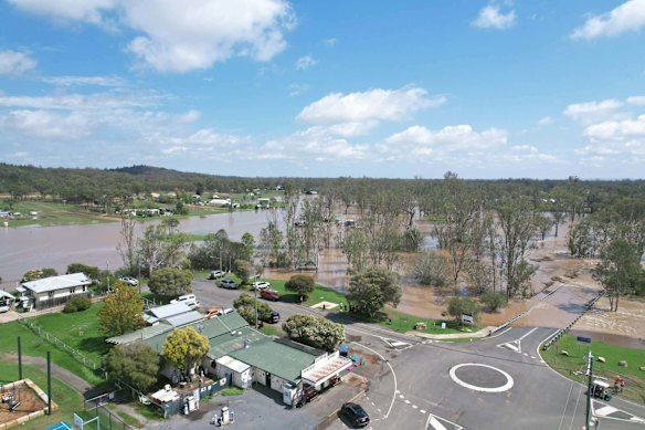 Flooding in Leyburn, Queensland on Monday. 