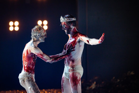 Mitchell Riley as Enkidu and Jeremy Kleeman as Gilgamesh.