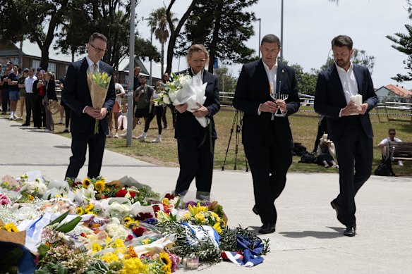 Federal Opposition Leader Sussan Ley with flowers at Bondi.
