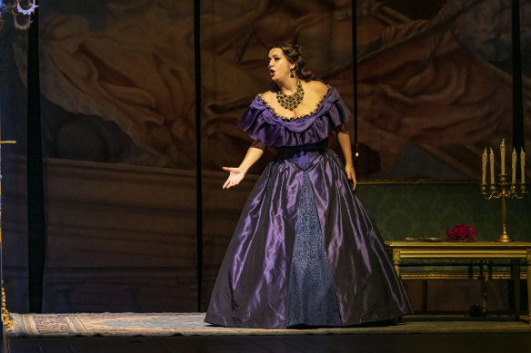 Natalie Aroyan in Opera Australia’s 2023 production of Adriana Lecouvreur at the Sydney Opera House.