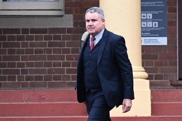 Lawyer Chris O’Brien leaves court on Tuesday.