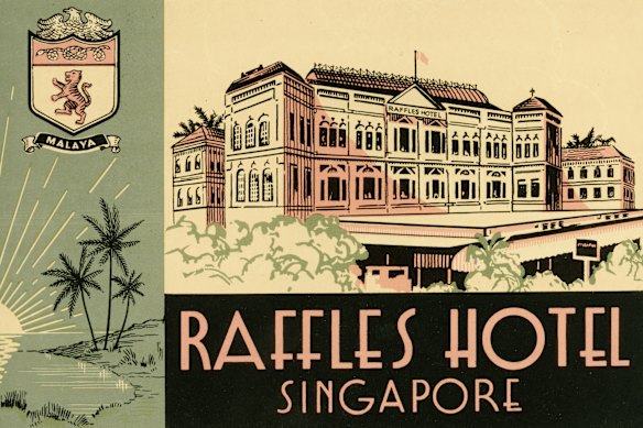 A luggage label from Raffles in 1936.