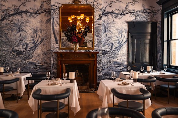 Inside the hotel restaurant.