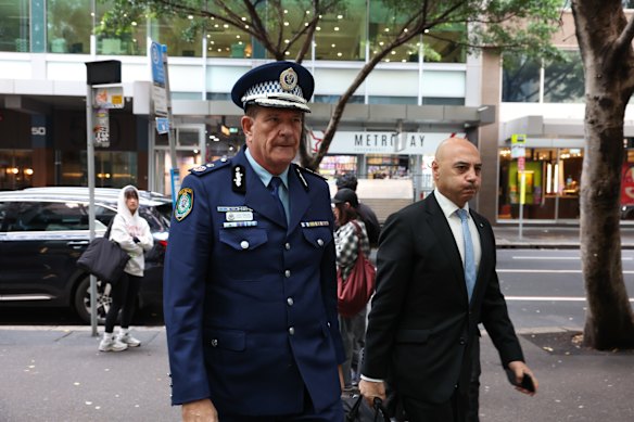 Deputy Commissioner David Hudson arriving at  Bondi Royal Commission on Wednesday.