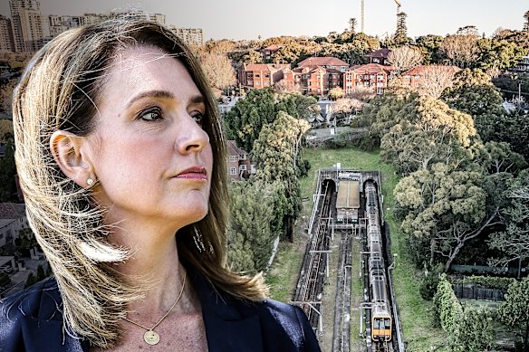 Vaucluse MP Kellie Sloane and the proposed Woollahra railway station. 