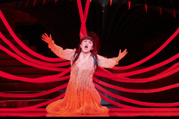 Sae-Kyung Rim as Cio-Cio-San in Opera Australia’s 2022 production of Madama Butterfly at the Sydney Opera House.