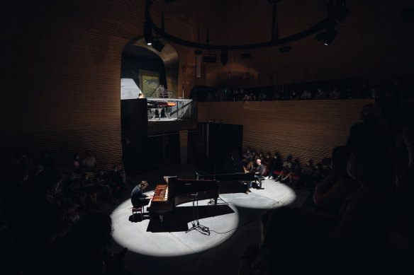 The pianists generated a sonic equivalent of strobing light