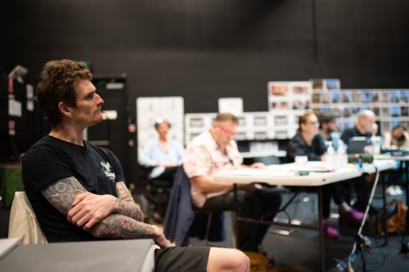 Co-director Dan Daw in rehearsals. Daw is based in Europe, where he has found more opportunities as a performer and theatre maker with cerebral palsy.