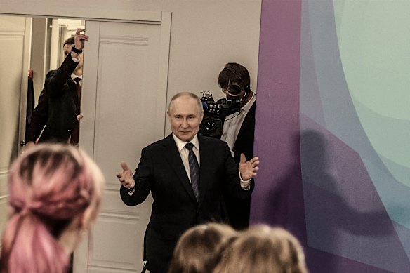Russian President Vladimir Putin meets students at the Immanuel Kant Baltic Federal University in Kaliningrad in January 2024. (The German philosopher  Kant was born in the city when it was called Konigsberg.) 