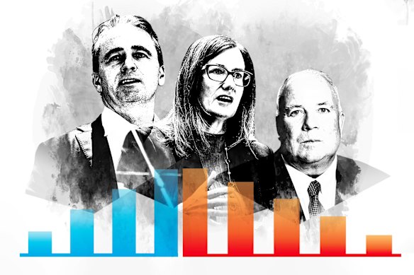 CBA boss Matt Comyn, Helen Lofthouse of the ASX and CSL’s former chief Paul McKenzie.