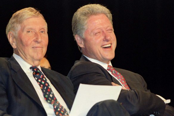 Redstone, pictured with former US president Bill Clinton in 1996.