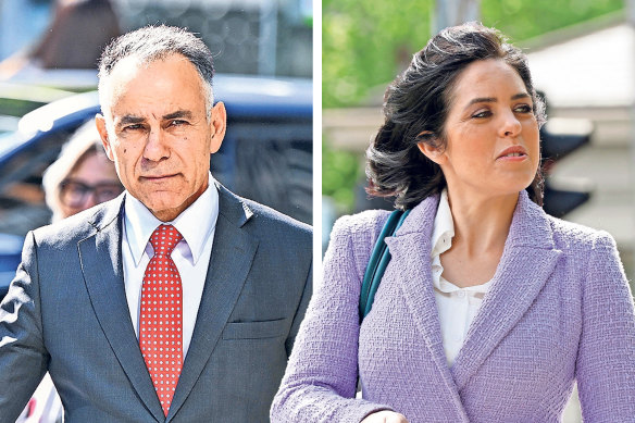 John Pesutto and Moira Deeming outside the Federal Court during the defamation trial.
