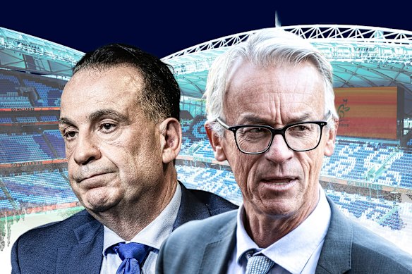 NRL boss Peter V’landys and David Gallop have been negotiating a new deal  regarding stadium revenue.
