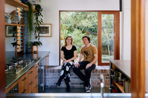 Architects Lara Nobel and Andrew Carter in their 78-square-metre granny flat.