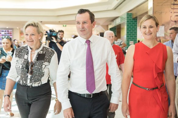 Alannah MacTiernan with Mark McGowan and Amber-Jade Sanderson. 