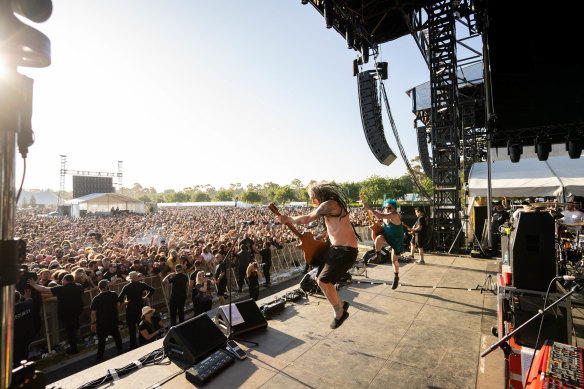 Los Angeles band NOFX perform at Good Things at Flemington Racecourse.